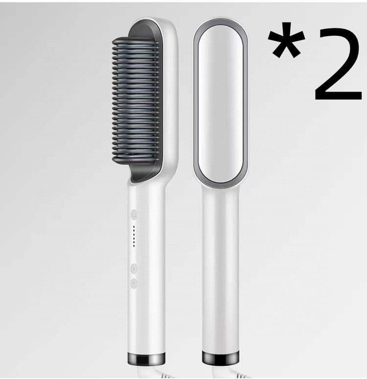image-New 2 In 1 Hair Straightener Hot Comb Negative Ion Curling Tong Dual-purpose Electric Hair Brush