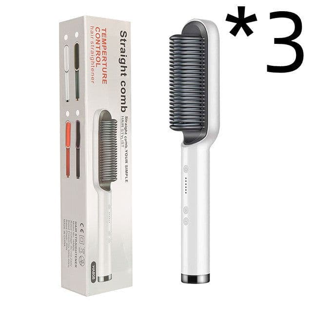 image-New 2 In 1 Hair Straightener Hot Comb Negative Ion Curling Tong Dual-purpose Electric Hair Brush