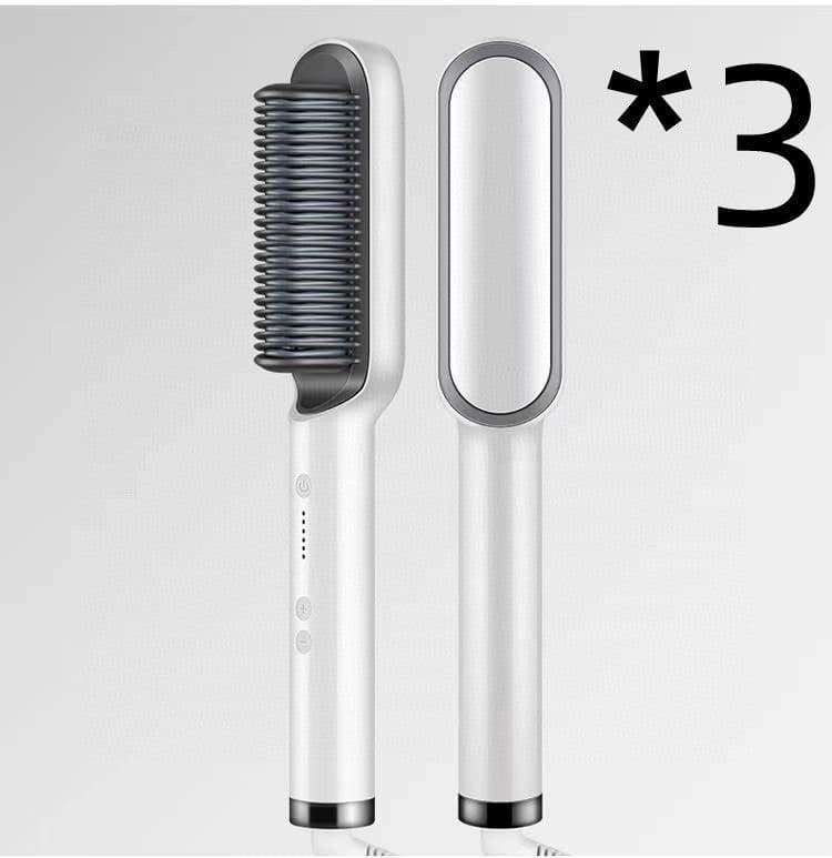 image-New 2 In 1 Hair Straightener Hot Comb Negative Ion Curling Tong Dual-purpose Electric Hair Brush