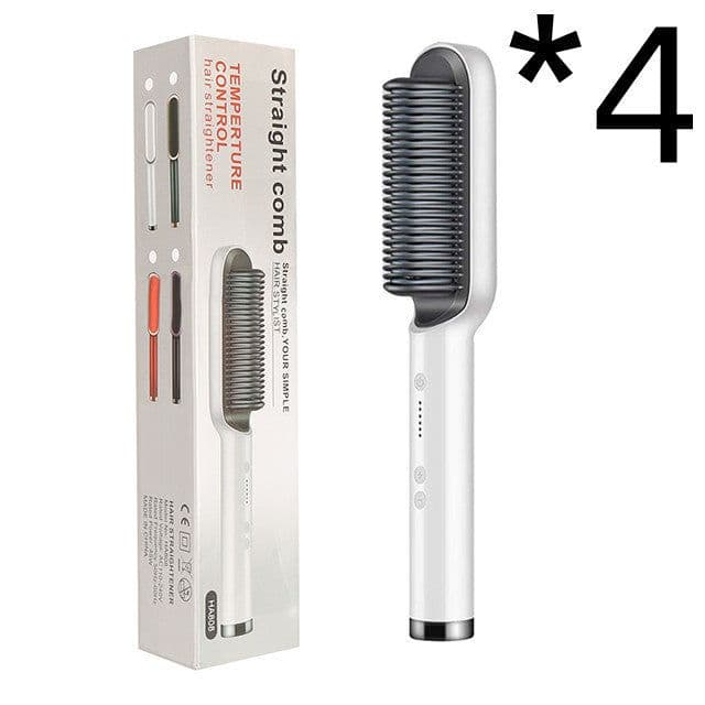 image-New 2 In 1 Hair Straightener Hot Comb Negative Ion Curling Tong Dual-purpose Electric Hair Brush