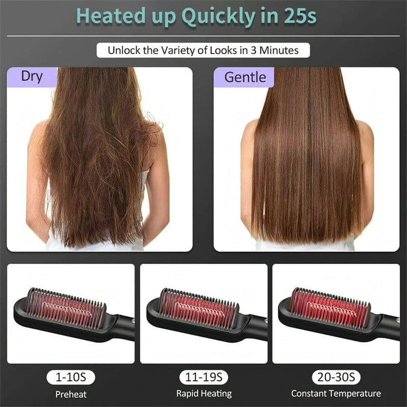 image-New 2 In 1 Hair Straightener Hot Comb Negative Ion Curling Tong Dual-purpose Electric Hair Brush