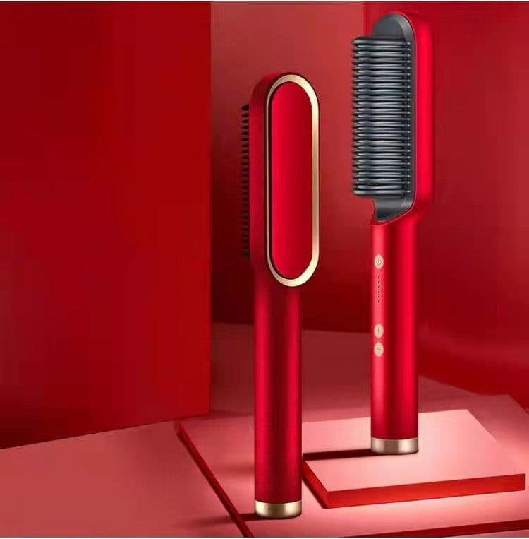 image-New 2 In 1 Hair Straightener Hot Comb Negative Ion Curling Tong Dual-purpose Electric Hair Brush