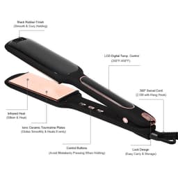 image-Cross-Border Exclusively For Lcd Display Infrared Hair Care Straightener Black Wide Plate Hair Straightener