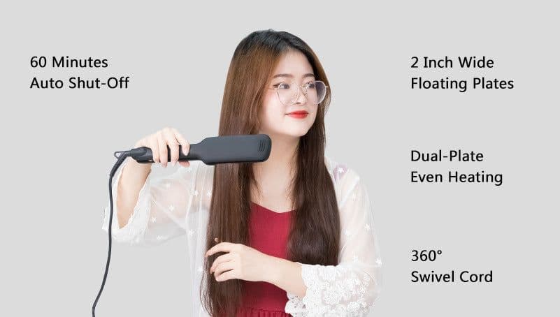 image-Cross-Border Exclusively For Lcd Display Infrared Hair Care Straightener Black Wide Plate Hair Straightener