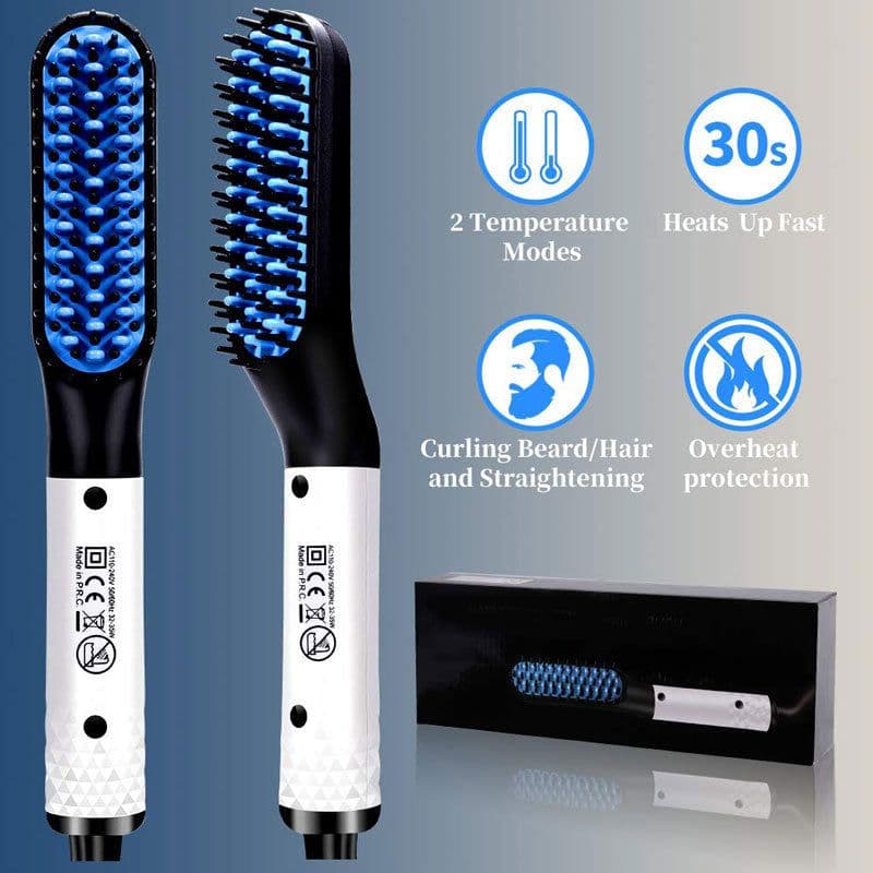 image-Multifunctional Hair Straightener Hair Comb Brush Men Beard Straightener Straightening