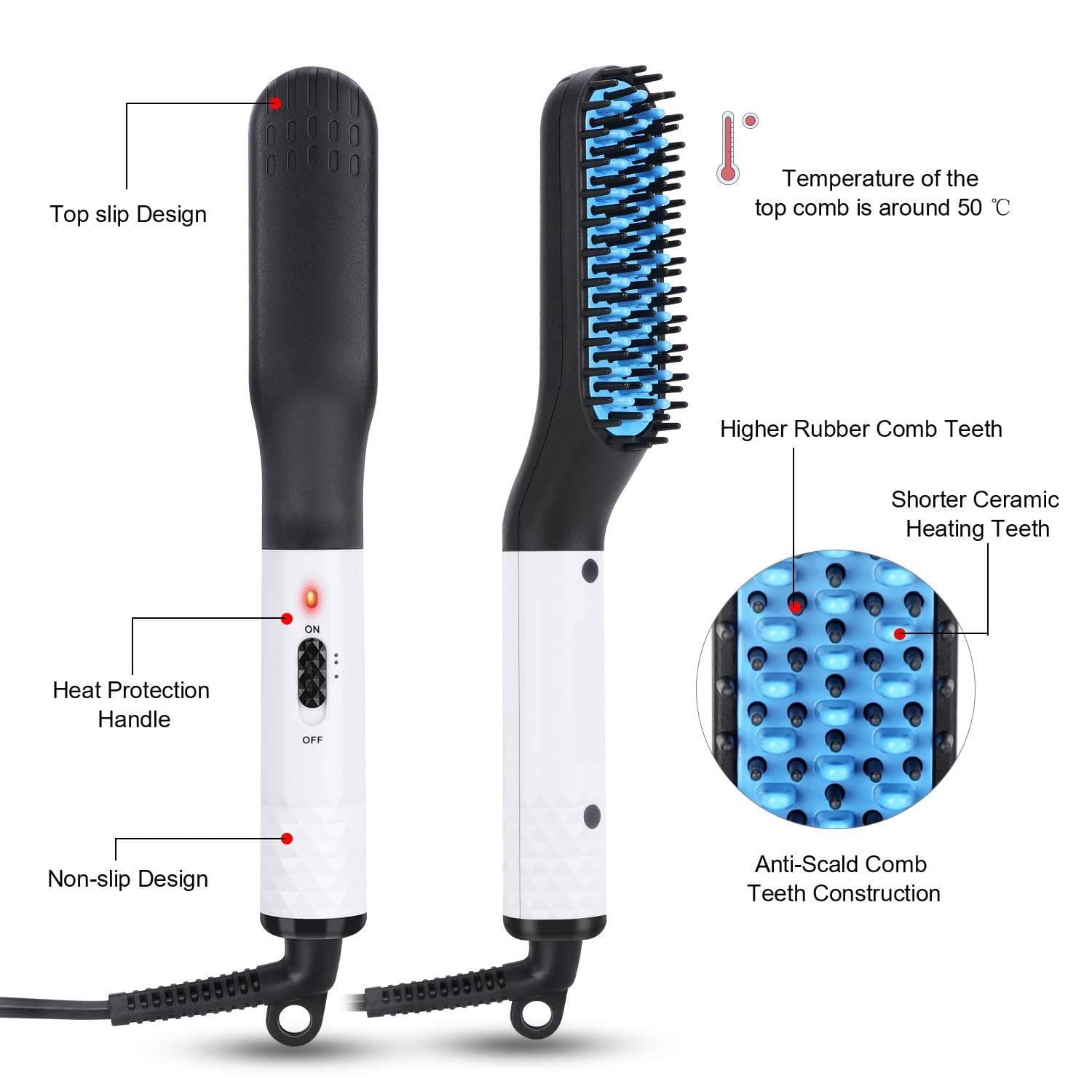 image-Multifunctional Hair Straightener Hair Comb Brush Men Beard Straightener Straightening