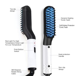 image-Multifunctional Hair Straightener Hair Comb Brush Men Beard Straightener Straightening