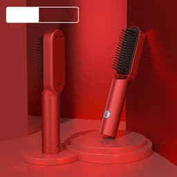 image-USB Portable Hot Air Comb Rechargable Professional Hair Dryer Brush 2 In1 Mini Hair Straightener Curler Brush Hair Styler