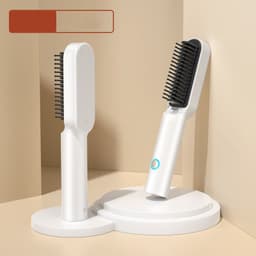 image-USB Portable Hot Air Comb Rechargable Professional Hair Dryer Brush 2 In1 Mini Hair Straightener Curler Brush Hair Styler
