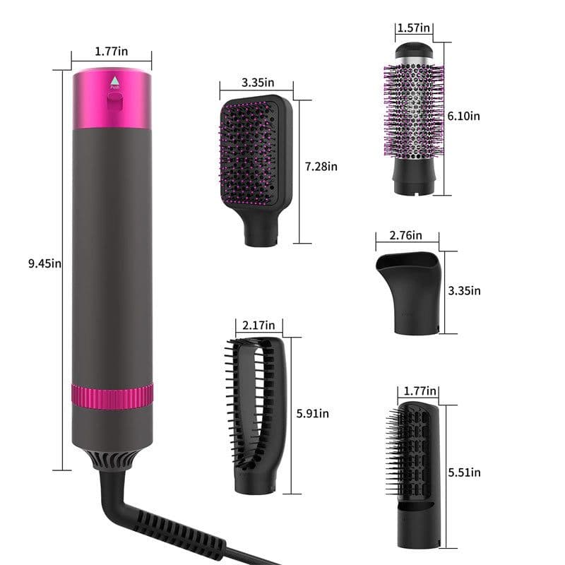 image-Professional 5 In 1 Hair Dryer Brush Dryer And Straightening Brush Electric Hair Styling Tool Automatic Hair Curler Beauty Supplies Gadgets