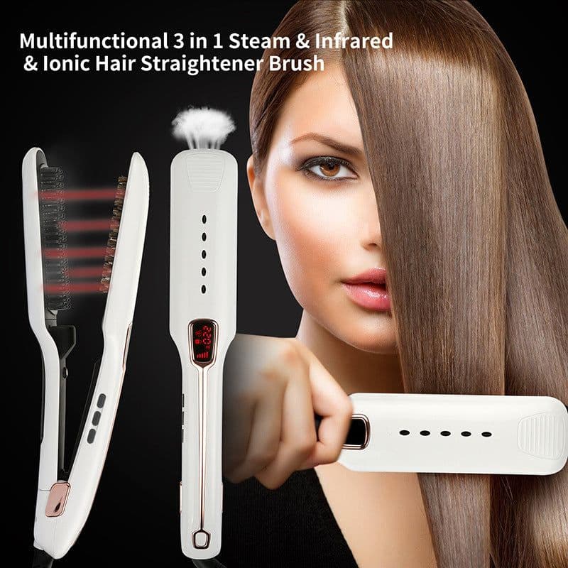 image-Multifunctional Negative Ion Infrared Spray Steam Hair Straightening Comb