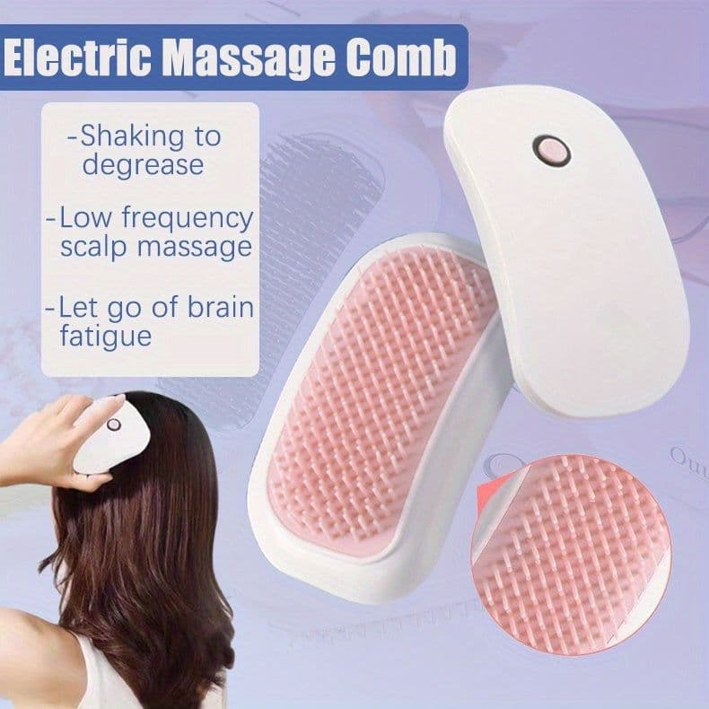 image-Portable Beauty Tool Scalp Comb, Electric Massage Comb, Body Relaxing High-Frequency Vibration Head Massager