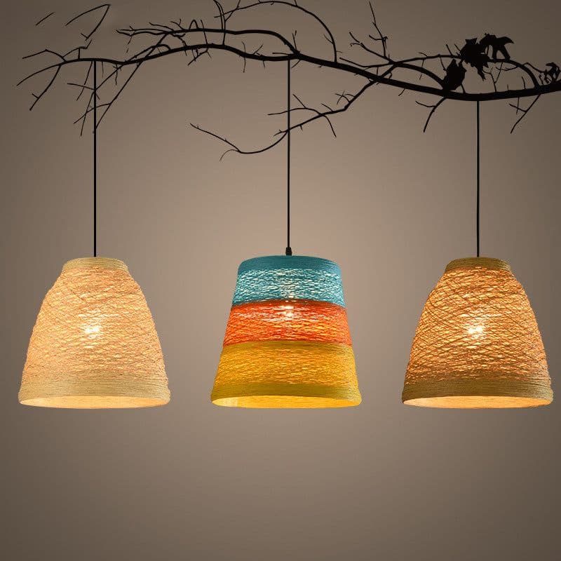 image-Ldyllic Creative Personality Coffee Shop Rattan Woven Rattan Ball Lamp Hot Pot Shop Farm Bar Restaurant Rattan Hanging Lamps
