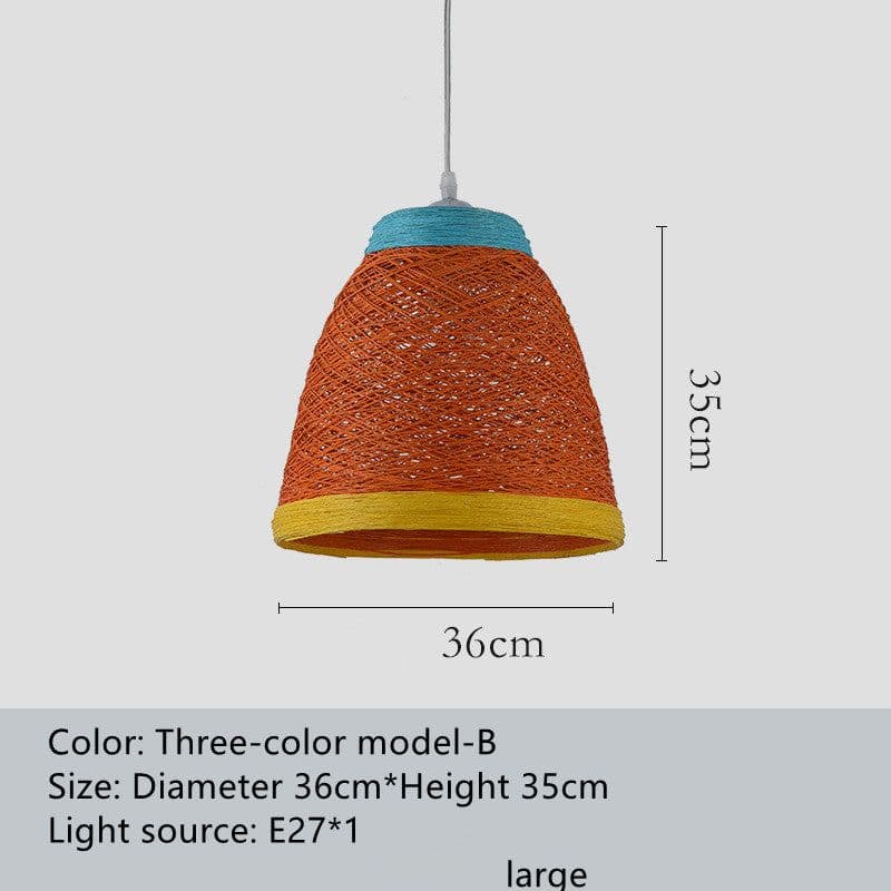 image-Ldyllic Creative Personality Coffee Shop Rattan Woven Rattan Ball Lamp Hot Pot Shop Farm Bar Restaurant Rattan Hanging Lamps