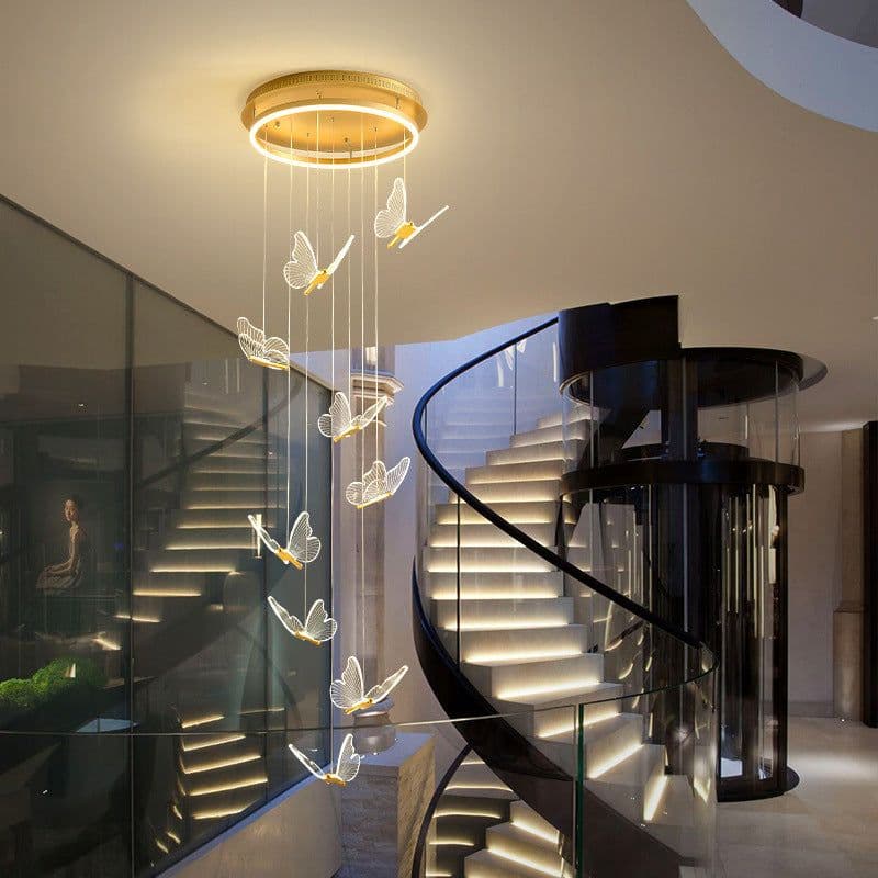 image-Living Room Loft Personality Dining Room Revolving Duplex Chandelier