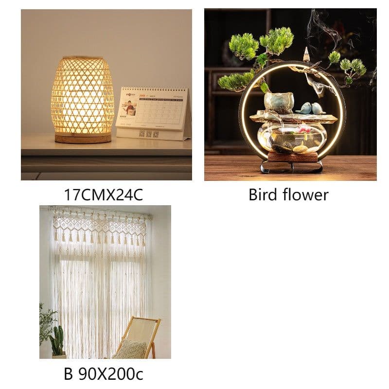 image-Table Lamp Bedroom Bedside Night Light Simple Handmade Bamboo Lamp