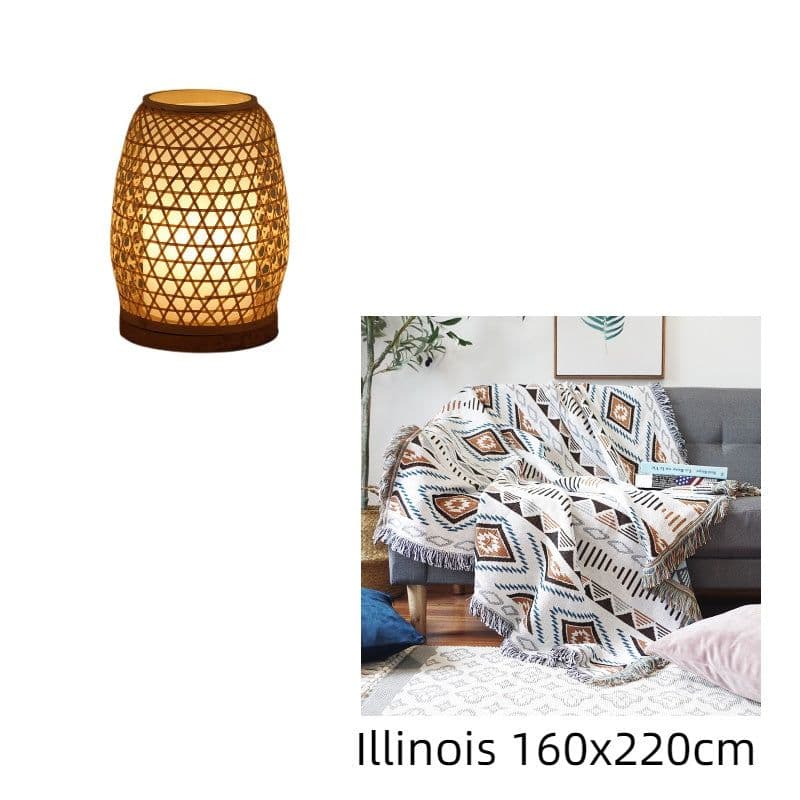 image-Table Lamp Bedroom Bedside Night Light Simple Handmade Bamboo Lamp