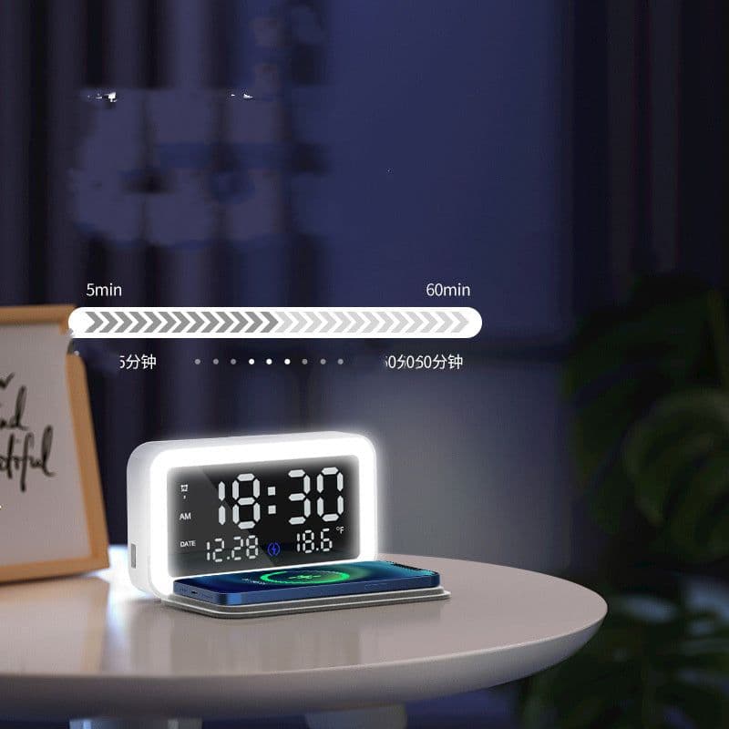 image-6 IN 1 Wireless Charging Clock Digital Thermometer 15W Wireless Chargers LED Night Light Alarm Clock Mobile Phone Fast Charging