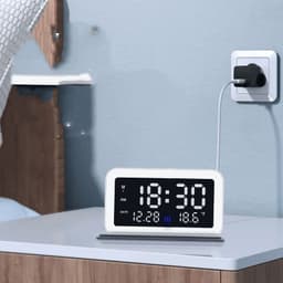 image-6 IN 1 Wireless Charging Clock Digital Thermometer 15W Wireless Chargers LED Night Light Alarm Clock Mobile Phone Fast Charging