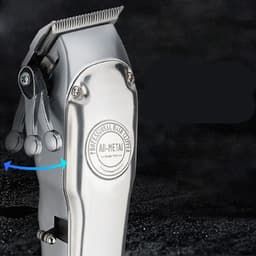 image-Retro Full Metal Body Electric Hair Clipper, Hair Salon Men'S Special Engraving Push White Shaved Hair Clipper