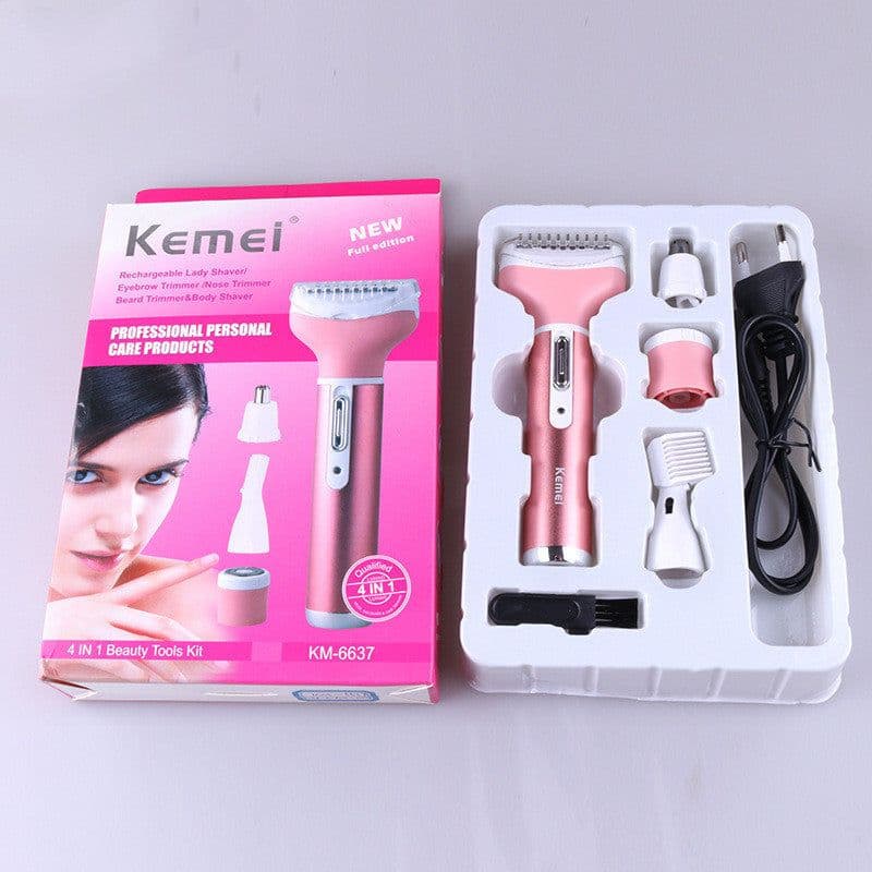 image-Portable 4in1 Multi-Functional Lady Women Rechargeable Shaver Eyebrow Shaping Nose Ear Hair Removal Device Armpit Razor