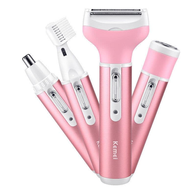 image-Portable 4in1 Multi-Functional Lady Women Rechargeable Shaver Eyebrow Shaping Nose Ear Hair Removal Device Armpit Razor