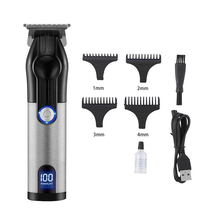 image-LCD Digital Display USB Charging Retro Oil Head Carving Hair Clipper