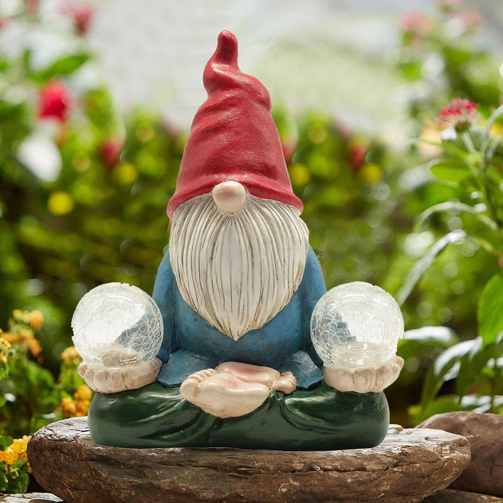 image-Solar LED Resin Ornaments Dwarf Doll Outdoor Statue Courtyard Gardening Decoration Artistic Figurine Micro Landscape Accessories