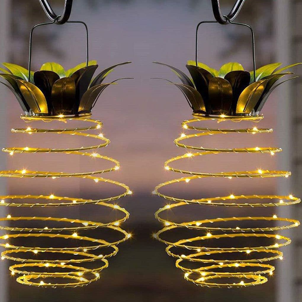 image-Outdoor Waterproof Garden Pineapple Solar Lights Path Lights Hanging Fairy Lights Solar Led Warm Fairy String Decor