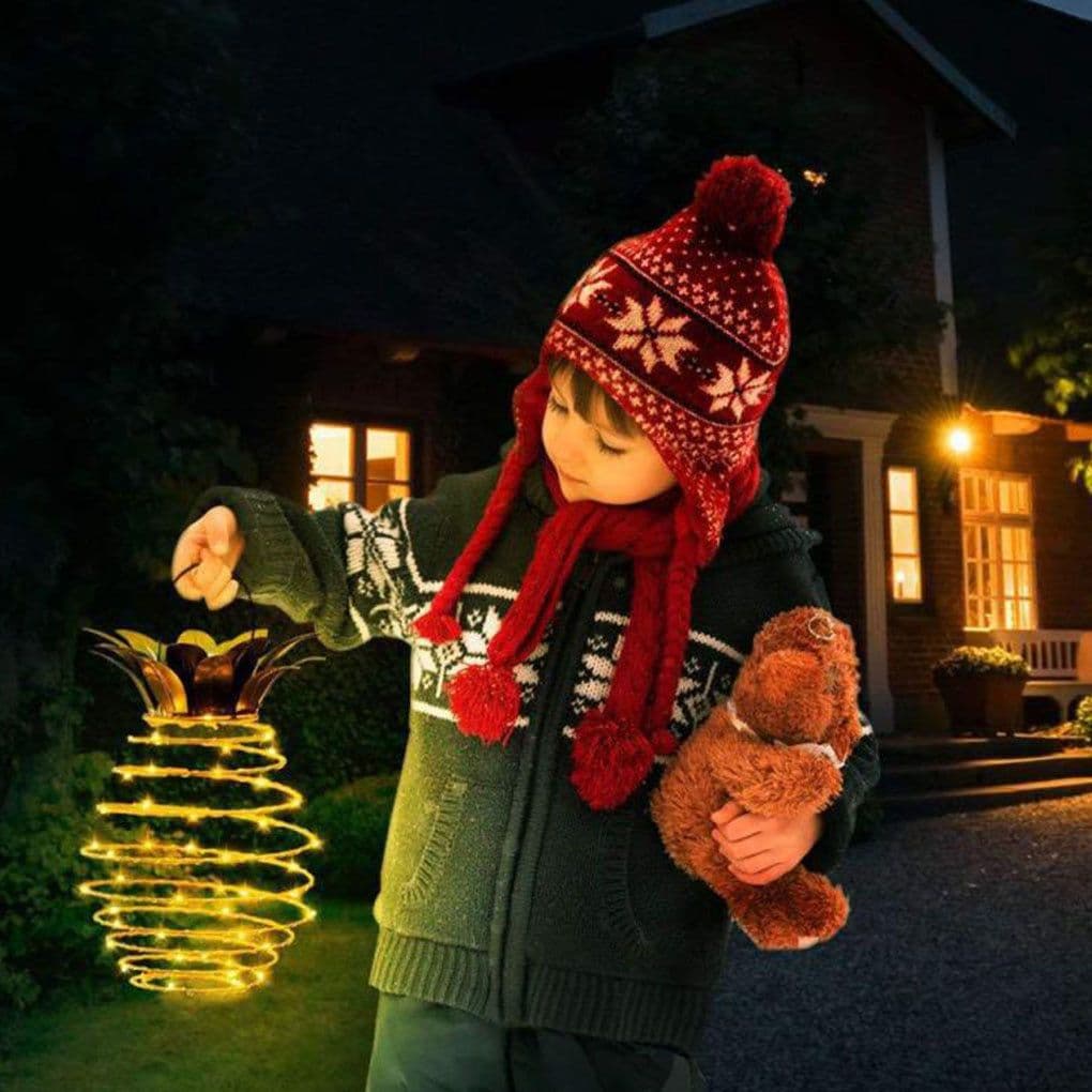 image-Outdoor Waterproof Garden Pineapple Solar Lights Path Lights Hanging Fairy Lights Solar Led Warm Fairy String Decor