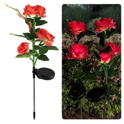 image-Outdoor Landscape Solar Rose 3-head Courtyard Garden Ground Plug Lawn Lamp