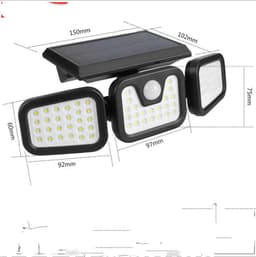 image-Outdoor Courtyard Landscape Street Light 360 Degree Solar Light Three Head Rotating Lighting Wall Light
