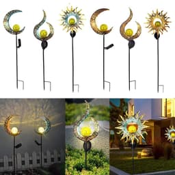 image-Outdoor Wrought Iron Ground Plug Solar Lawn Lamp Retro Hollow Courtyard Landscape Projection Lamp