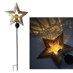 image-Outdoor Wrought Iron Ground Plug Solar Lawn Lamp Retro Hollow Courtyard Landscape Projection Lamp