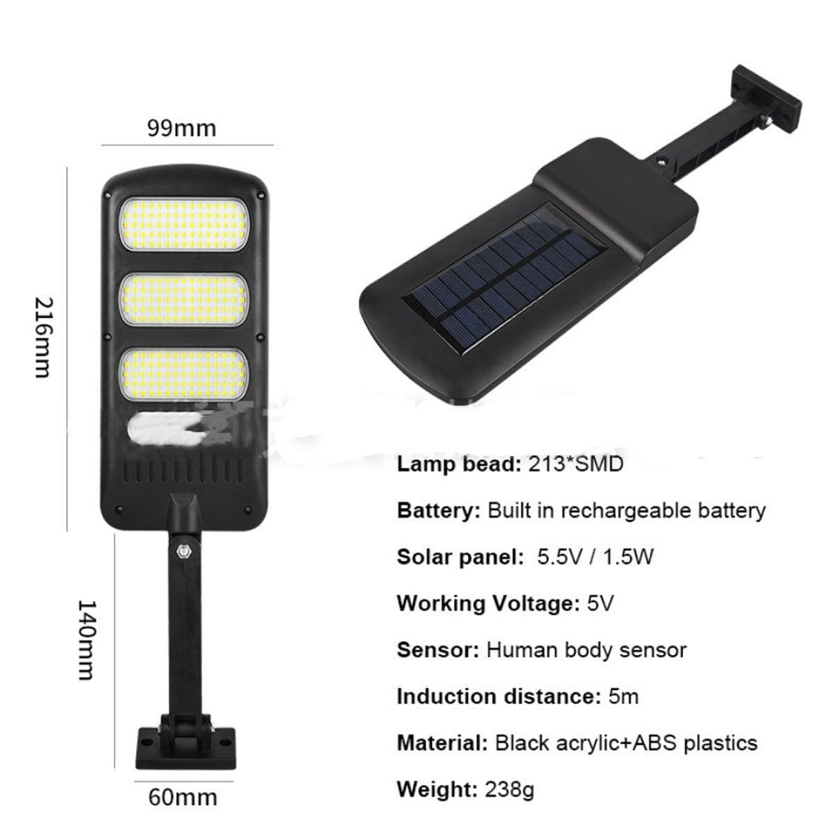 image-New 213LED Solar Sensor Wall Light Street Light Human Body Sensor Light Outdoor Waterproof Garden Garden Light