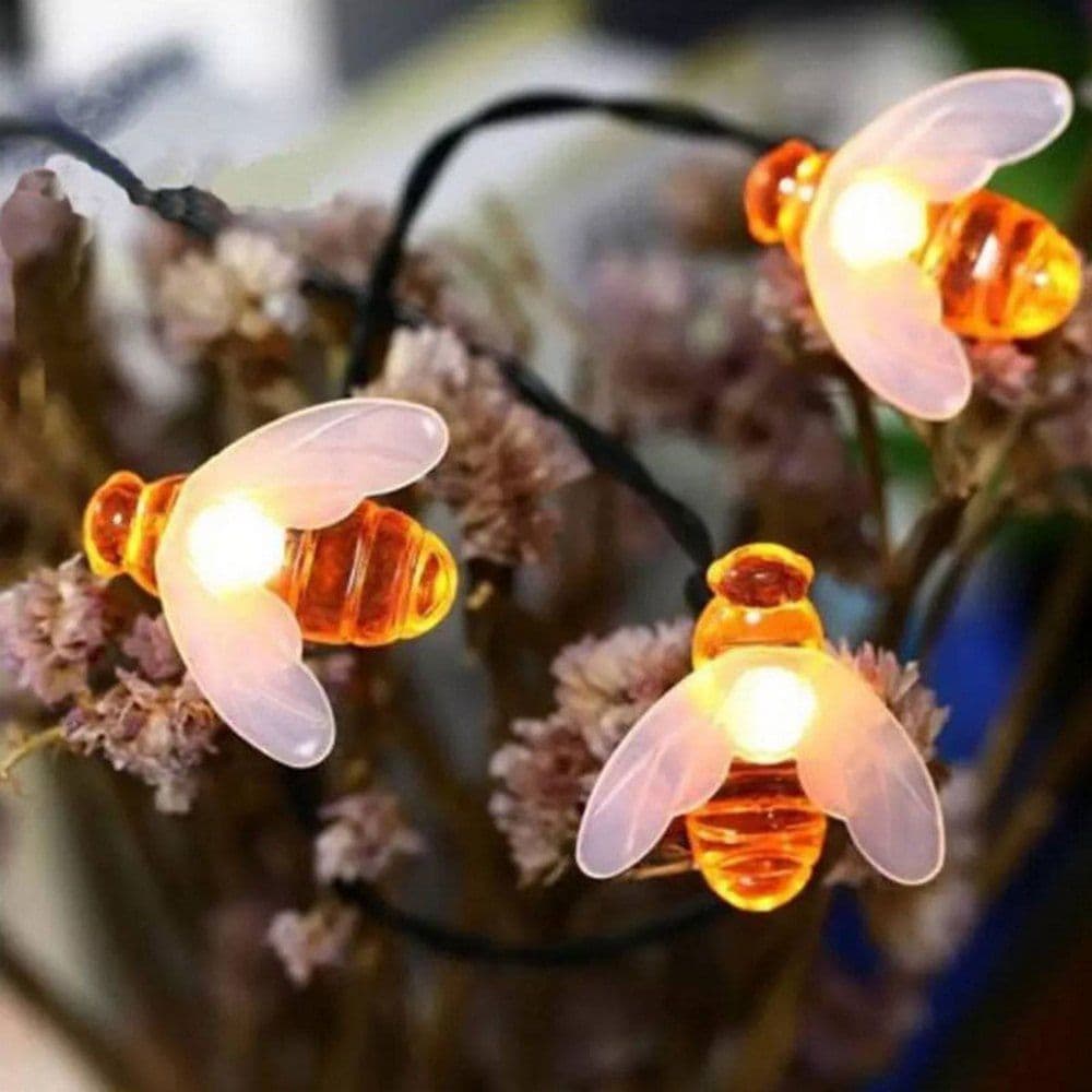 image-LED Outdoor Solar Lamp String Lights Fairy Holiday Christmas Party Garland Solar Garden Waterproof Linghting Bee