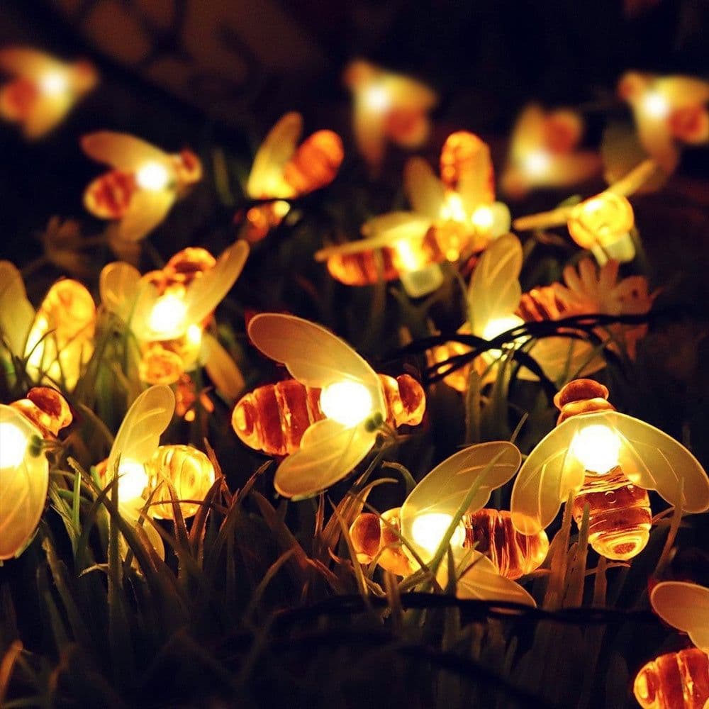 image-LED Outdoor Solar Lamp String Lights Fairy Holiday Christmas Party Garland Solar Garden Waterproof Linghting Bee