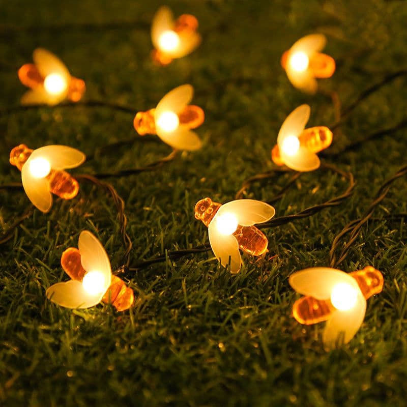 image-LED Outdoor Solar Lamp String Lights Fairy Holiday Christmas Party Garland Solar Garden Waterproof Linghting Bee