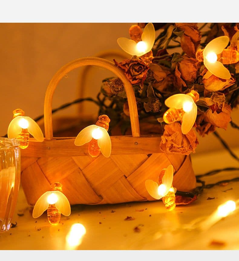 image-LED Outdoor Solar Lamp String Lights Fairy Holiday Christmas Party Garland Solar Garden Waterproof Linghting Bee