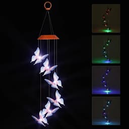 image-Solar Powered LED Wind Chime Light Hanging Color-Changing Yard Garden Butterfly Lamp Decor
