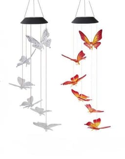 image-Solar Powered LED Wind Chime Light Hanging Color-Changing Yard Garden Butterfly Lamp Decor
