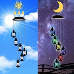 image-Changing Solar Powered Lanterns Wind Chime Wind Mobile LED Light
