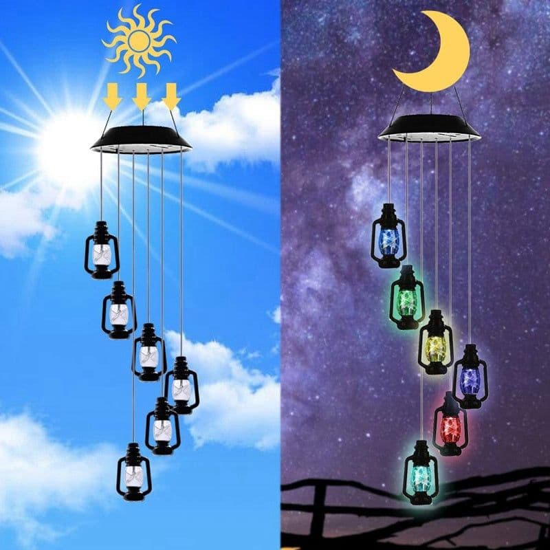image-Changing Solar Powered Lanterns Wind Chime Wind Mobile LED Light
