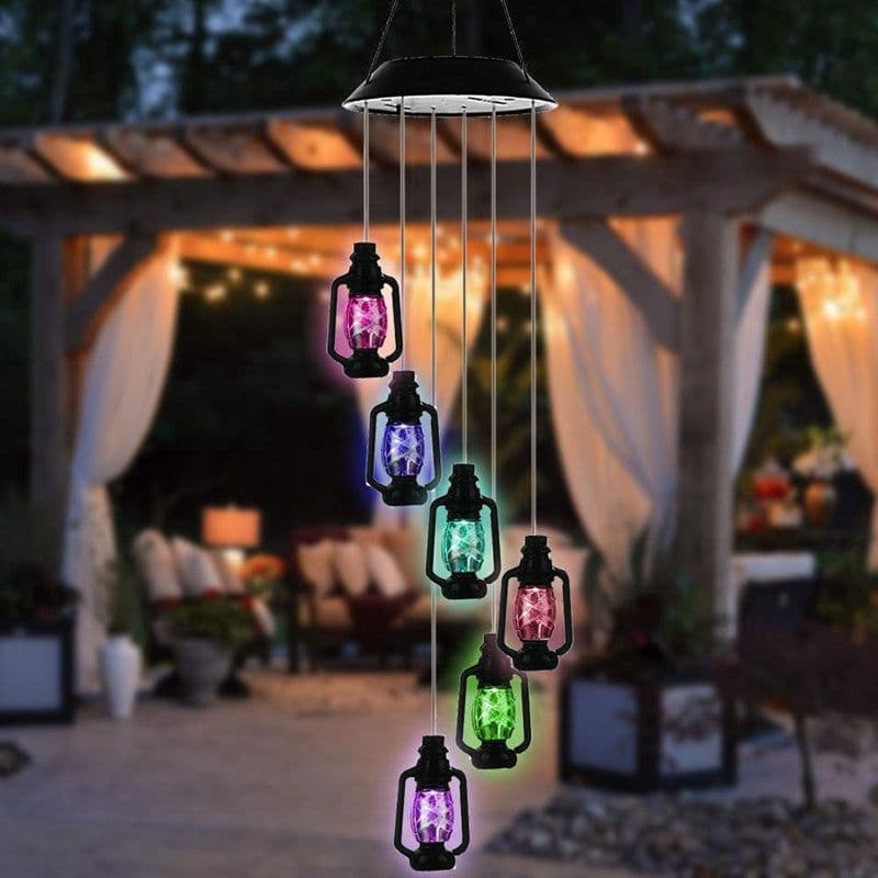 image-Changing Solar Powered Lanterns Wind Chime Wind Mobile LED Light