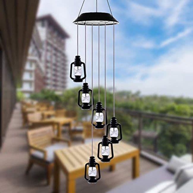 image-Changing Solar Powered Lanterns Wind Chime Wind Mobile LED Light