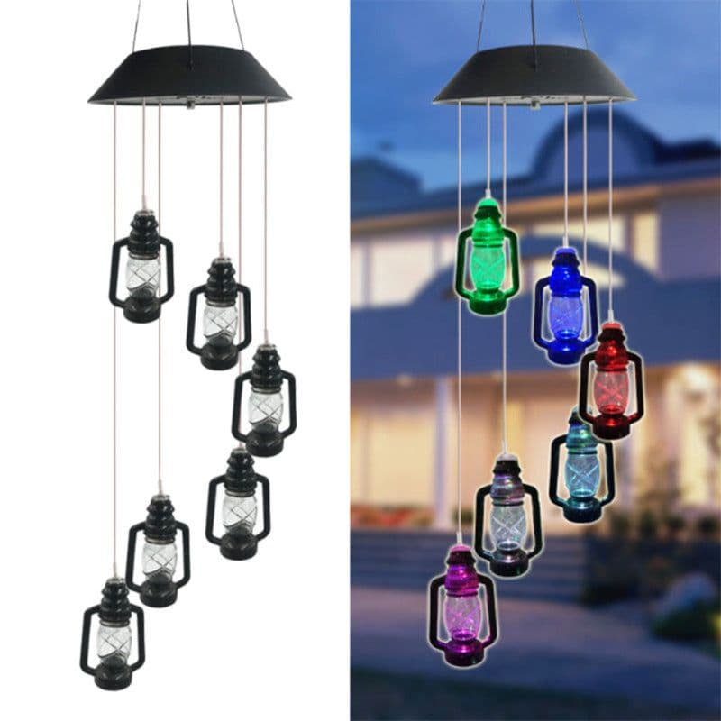 image-Changing Solar Powered Lanterns Wind Chime Wind Mobile LED Light