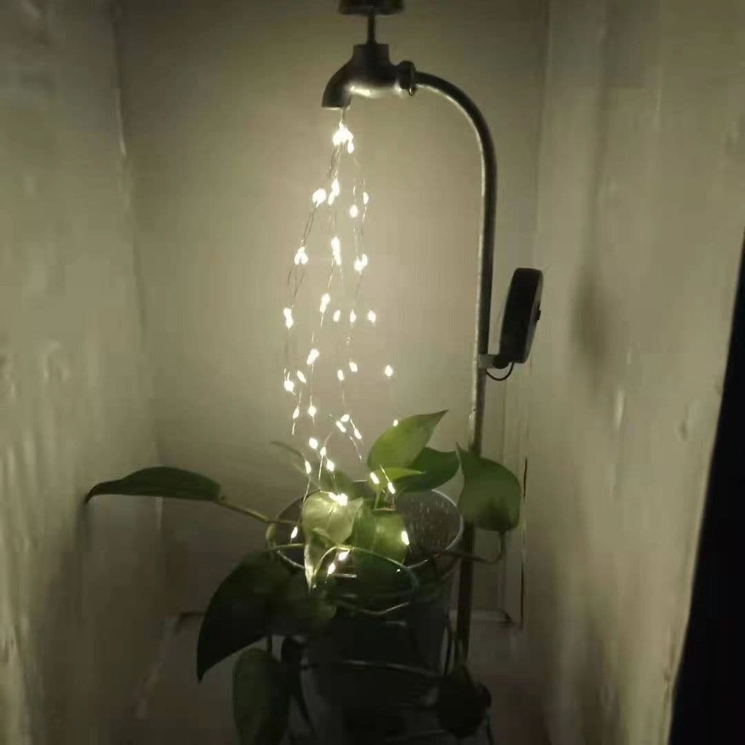 image-Solar Powered Watering Can Style Fairy LED Strands Light Water Faucet Planter Lamp Outdoor Lawn Garden Art Decoration