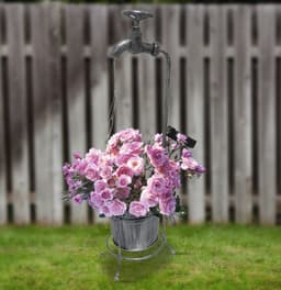 image-Solar Powered Watering Can Style Fairy LED Strands Light Water Faucet Planter Lamp Outdoor Lawn Garden Art Decoration