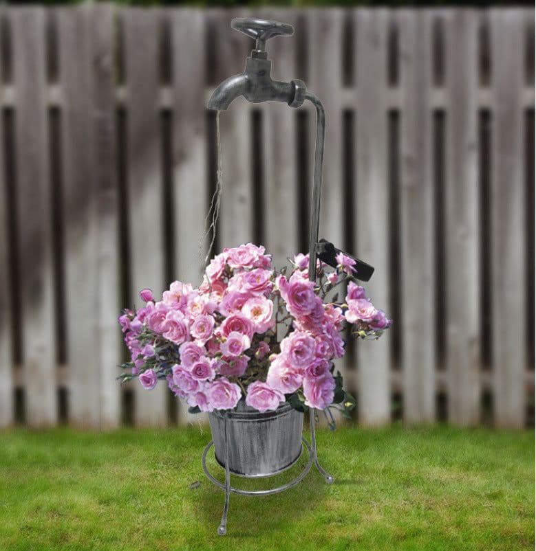 image-Solar Powered Watering Can Style Fairy LED Strands Light Water Faucet Planter Lamp Outdoor Lawn Garden Art Decoration
