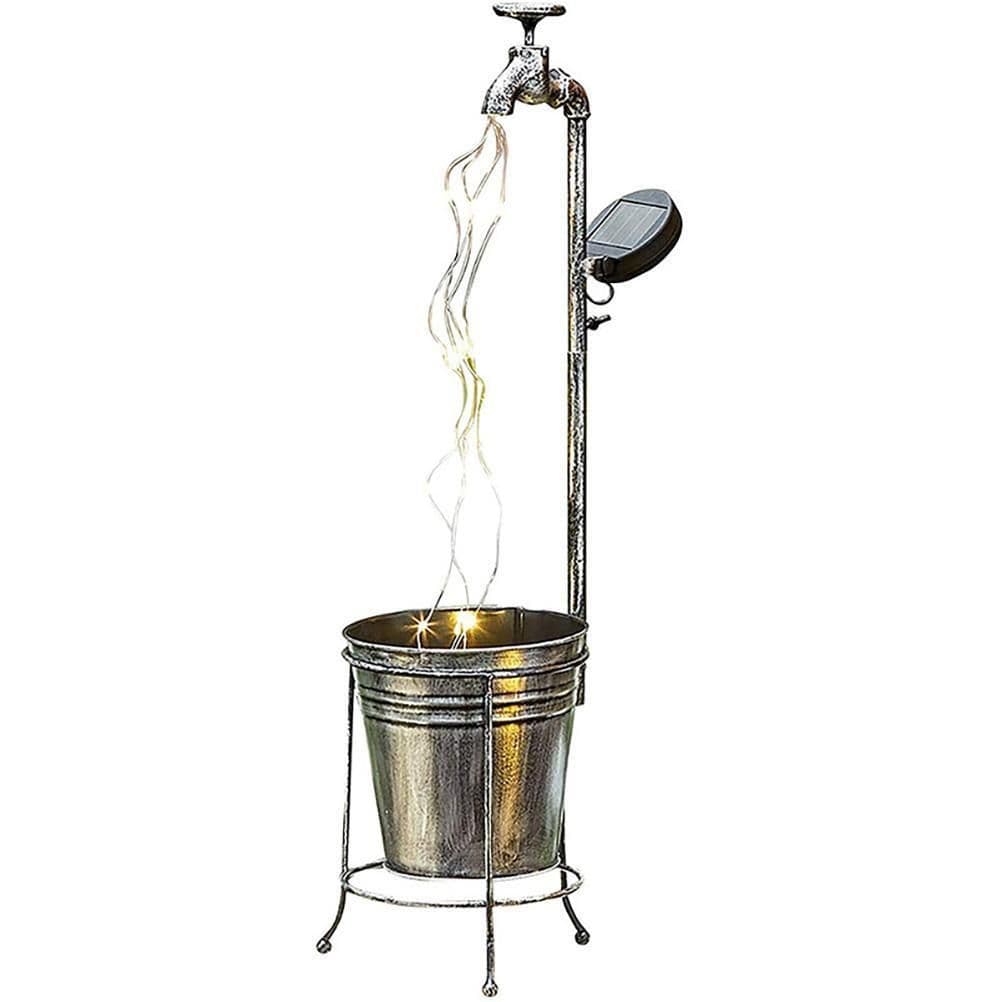 image-Solar Powered Watering Can Style Fairy LED Strands Light Water Faucet Planter Lamp Outdoor Lawn Garden Art Decoration